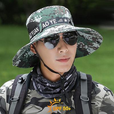 Herren Sommer Camouflage Anti-UV Hut mit breiter Krempe zum Angeln