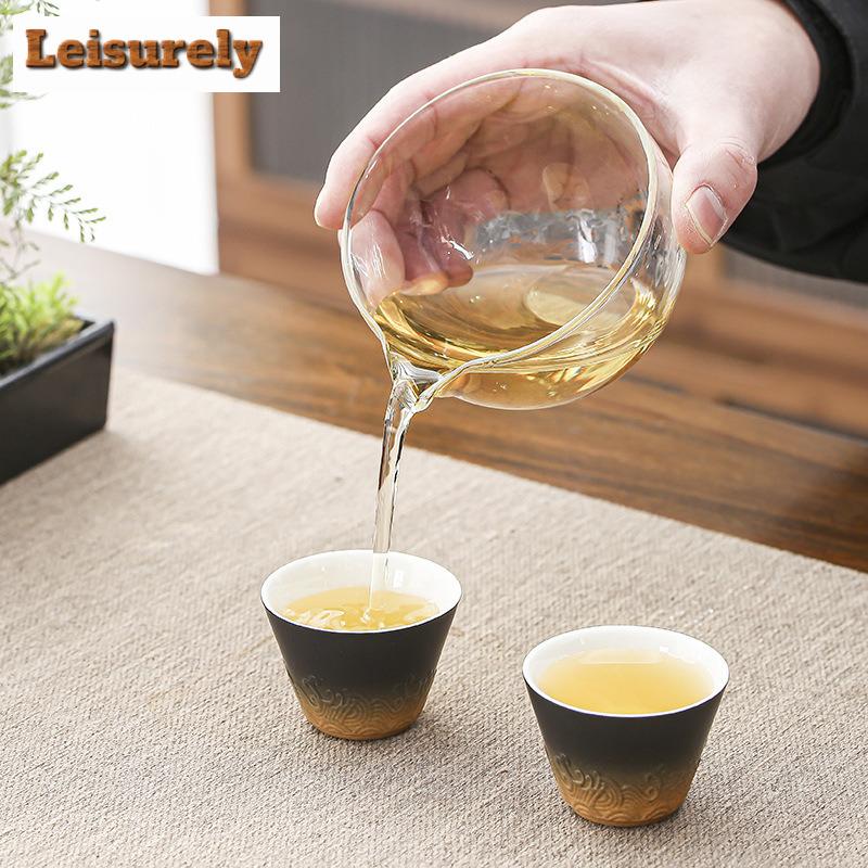 Black Pottery Teapot And Tea Cup Set Kit Tea Making Travel Tea Set Outdoor Portable Bag Chinese Tea Set Supplies 1 Bowl 2 Cups