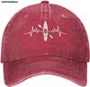 Kayak Heartbeat Hats Funny Dad Hat Adjustable Vintage for Unisex Women Baseball Cap Black