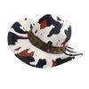 Comfortable Western Theme Top Hat with Bull Head Belt Cow Pattern for Women Men Outdoor Activity and Music Festival