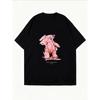 Weißes Oversized-T-Shirt mit rosa Bärenaufdruck und Happy-Text für Freizeitkleidung