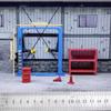 1/64 Car Garage Model Featuring Lift, Oil Drum, And Repair Frame Elements