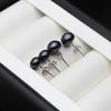 Real 925 Silver Pearl Stud Earrings For Women,Natural Freshwater Black Pearl Earrings Leveback Wife Mother Birthday Gift