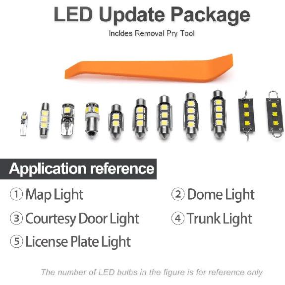 10Pcs Interior LED Lights Bulb Kit For Ford F150 F-150 1997 1998 1999 2000 2001 2002 2003 Map Dome License Plate Lights Super Bright 6000K White F150