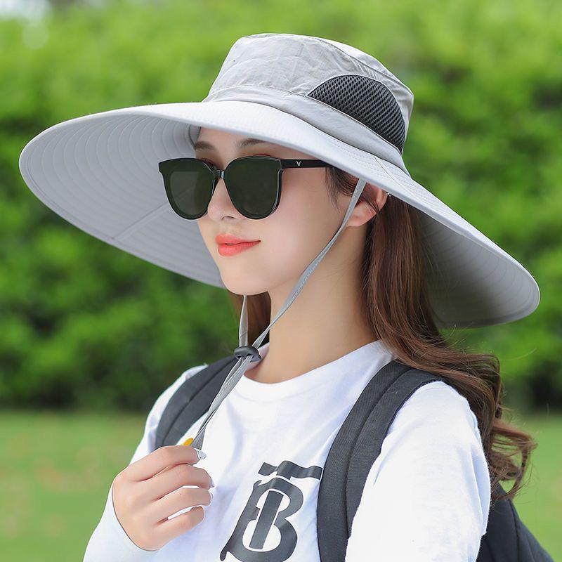 Men's Summer Anti-UV Wide-Brim Bucket Hat for Outdoor Fishing & Work, Large Size