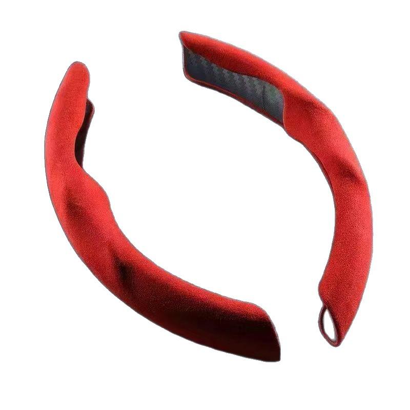 Plush Suede Flocking Steering Wheel Cover - Anti-Slip, Sweat-Absorbing Interior Decoration