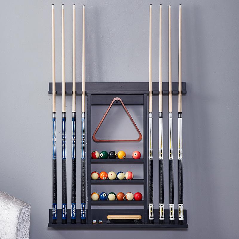 High-End Solid Wood Wall-Mounted 8-Cue Billiard Rack - Table Accessories