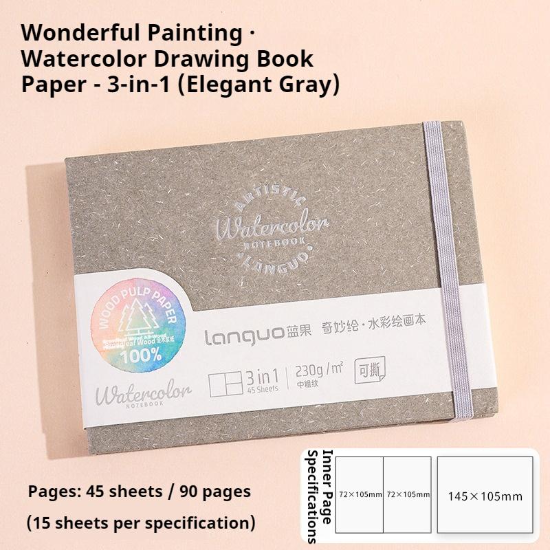 Languo Watercolor Drawing Book Thick Paper GSM 230/300g Watercolor Book Tearable Paint Book Portable Inspiration Record Notebook