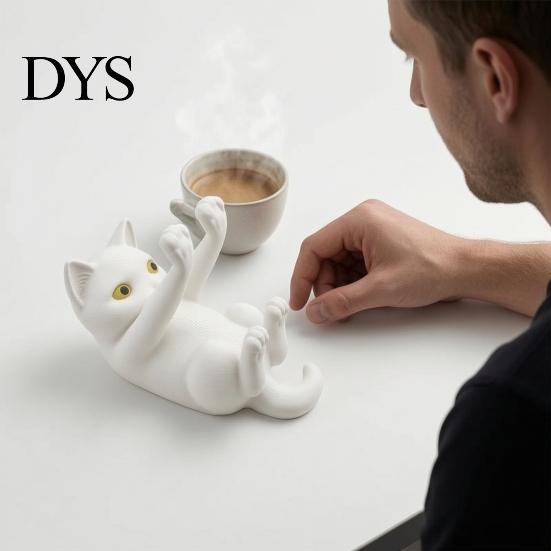 Animal Figure Phone Mount 3D Printed Cat Holder, Lying Kitten Mobile Stand, Cell Holder Figurine for Home Office Desk Decor, Gift Lovers Hands
