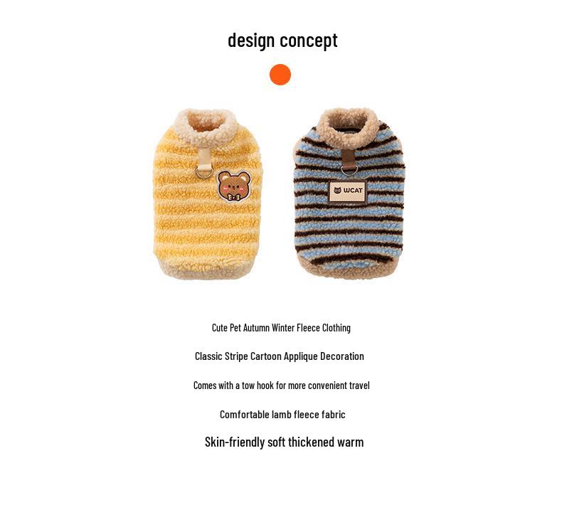 Warm Lamb Fleece Cat Clothes for Kittens & Adults - Leash-Compatible, Little Bear Design, Two-Legged for Fall & Winter, Also Fits Small Dogs