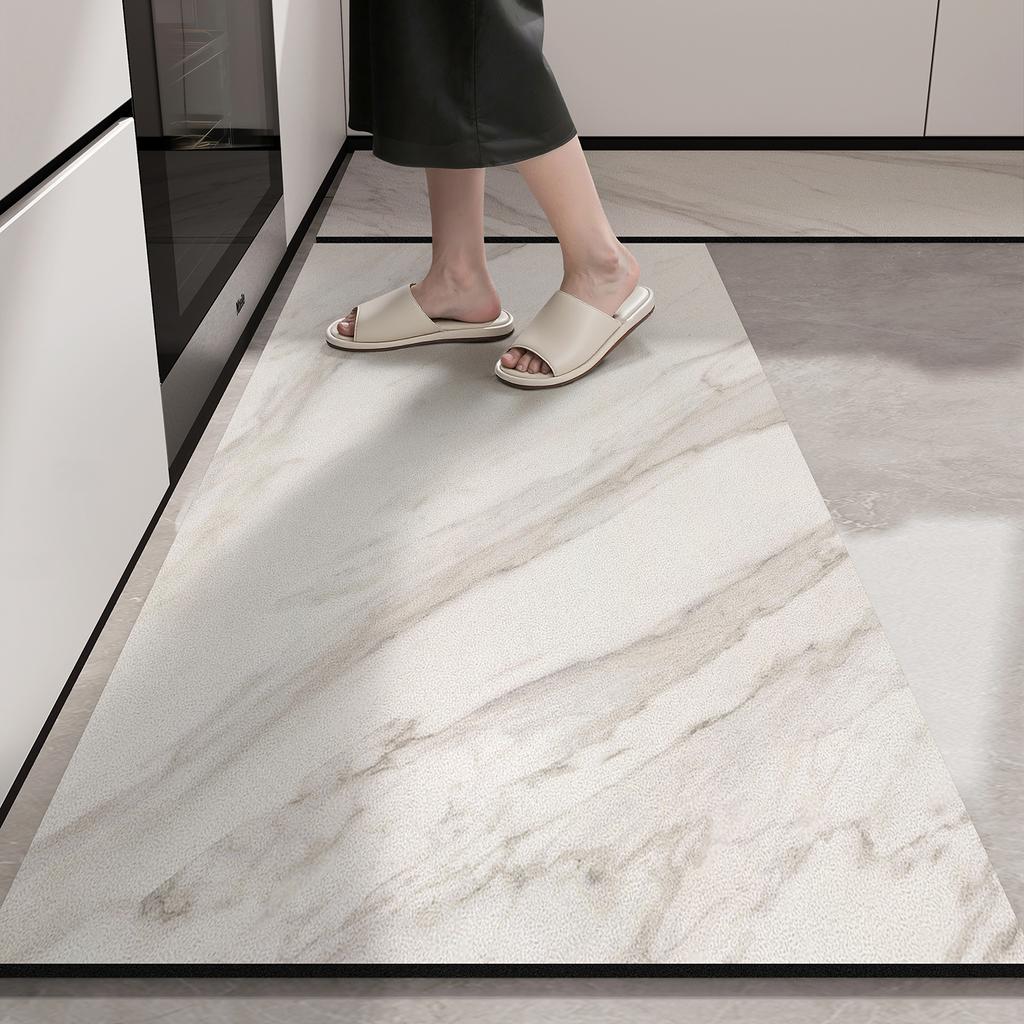 Kitchen Mat Waterproof Pvc Floor Mats Home Decoration Marble Print Carpet Non-slip Leather Rug Anti-fatigue Alfombras De Cocina
