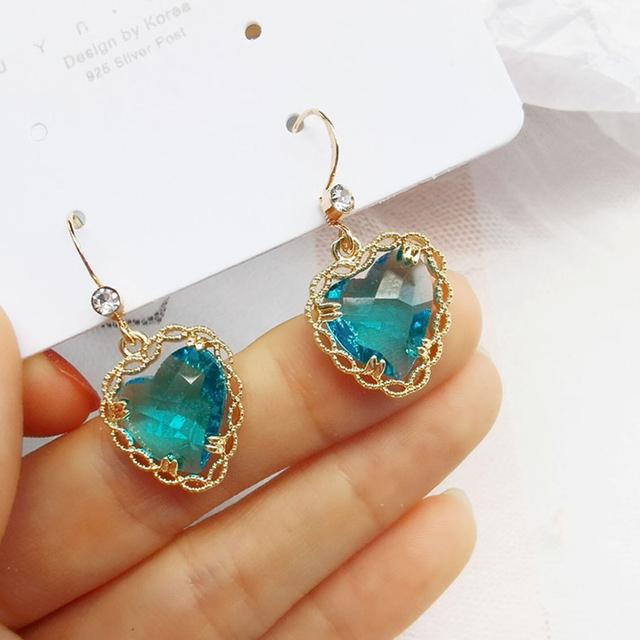 Premium Heart Rhinestone Multicolor Dangle Earring Long Zircon Heart Earrings for Wome N  Earings Fashion Jewelry