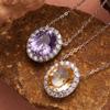 S925 Sterling Silver Natural Color Treasure Amethyst Citrine Necklace Pendant Xiaohongshu