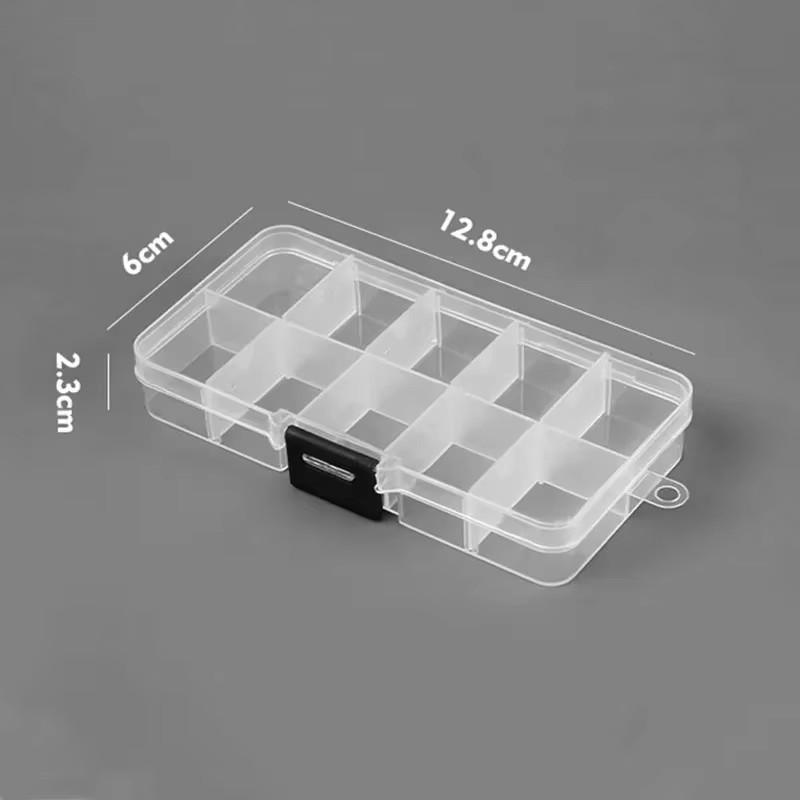 Clear Plastic Storage Box 10 Compartment with Sealing Lid Container for Case for Small Jewelry Ring for Pill Multicolor