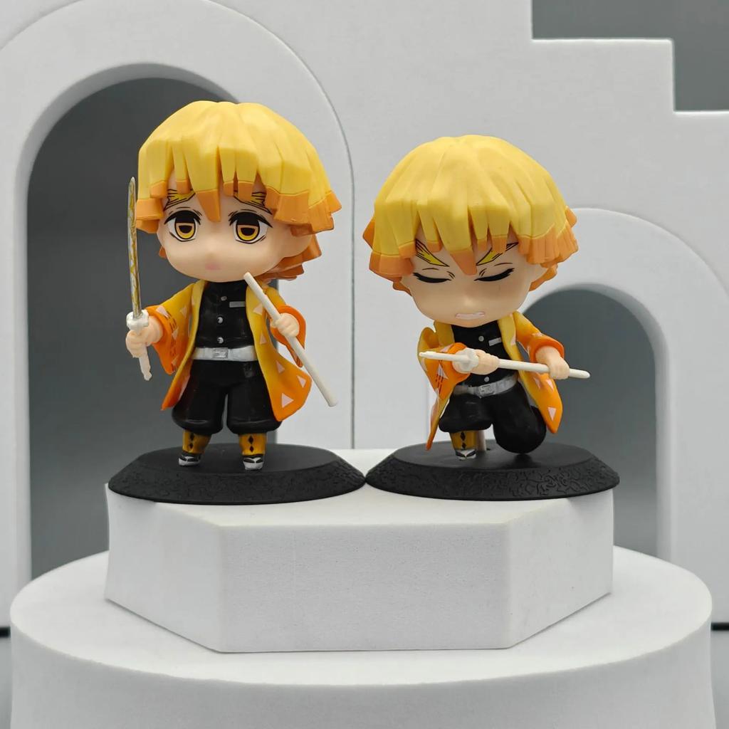 10Pcs/Set Q Ver. Demon Slayer Warror Figures Tanjirou Zenitsu Nezuko Inosuke Fighting Model Doll Toys PVC Figurines Kids Gifts