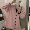 Retro Lazy Wind V-Neck Knitted Cardigan for Women's Autumn and Winter New Loose Versatile Single-breasted Sweater Jacket for Women