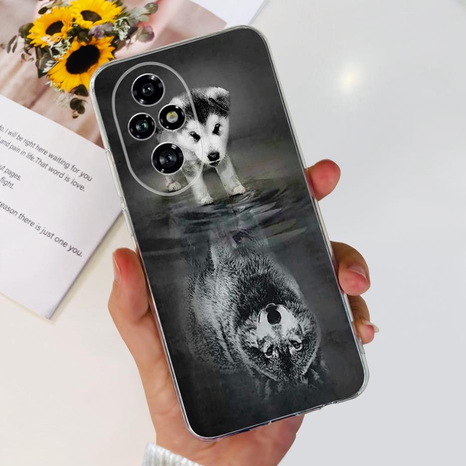 For Honor 200 Pro Case ELP-AN00 Cute Cat Painted Cover Clear Silicone Phone Case For Honor 200 Lite Honor200 Pro Soft TPU Fundas
