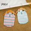 Non-Restrictive Pet Wear Colorful Striped T-Shirt, Sleeveless Thin Straps Dog Breathable Strap Shirt Tank Top with Cute Bear Embroidery for Small Dogs