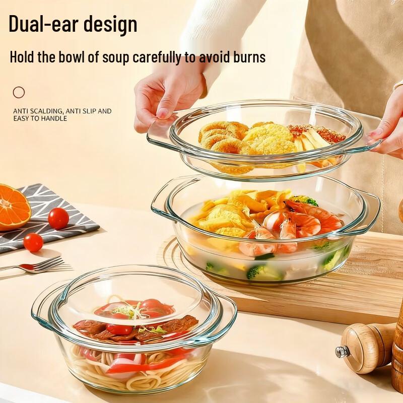 

Shibazuo Double-Ear Borosilicate Glass Bowl with Lid