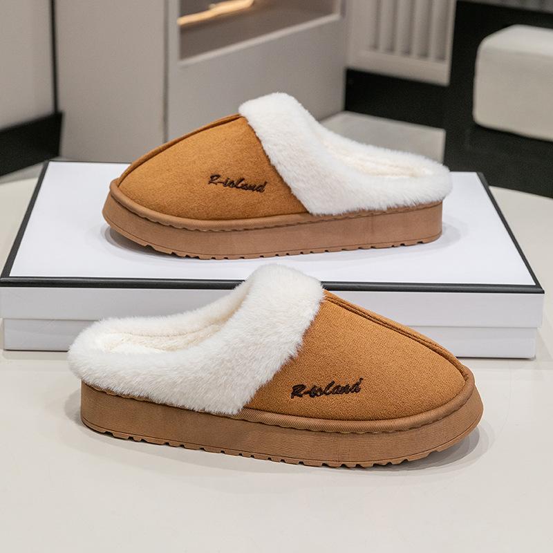 Cotton slippers, indoor home non-slip in autumn and winter, velvet to keep warm, thick-bottomed couple models, outer wear plush cotton mop