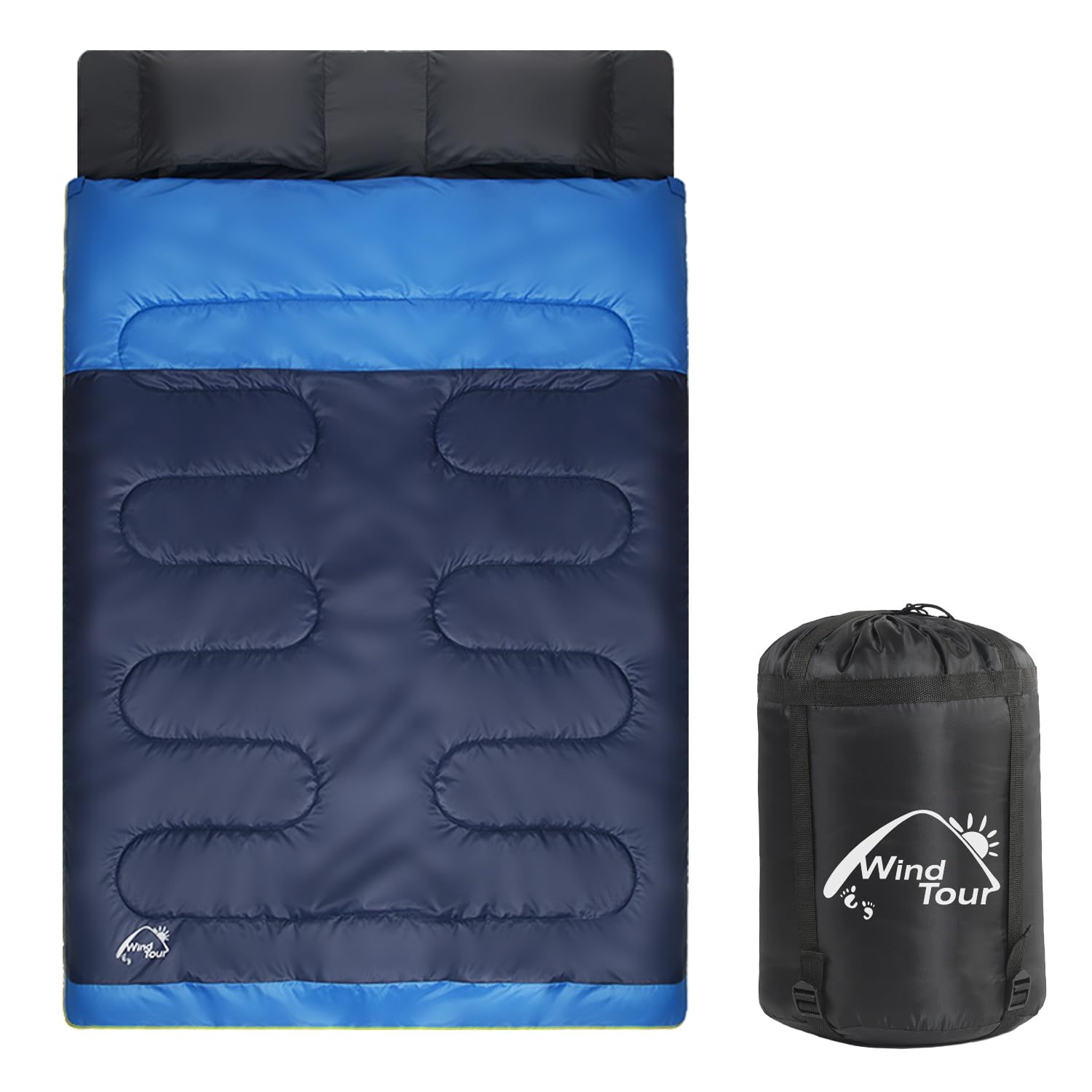 

Double Sleeping Bag with 2 Sleeping Bag for 2 Sleeping Sleeping in Storage Pack Included Pillows, Lightweight, Thermal, Waterproof, People, Bag,