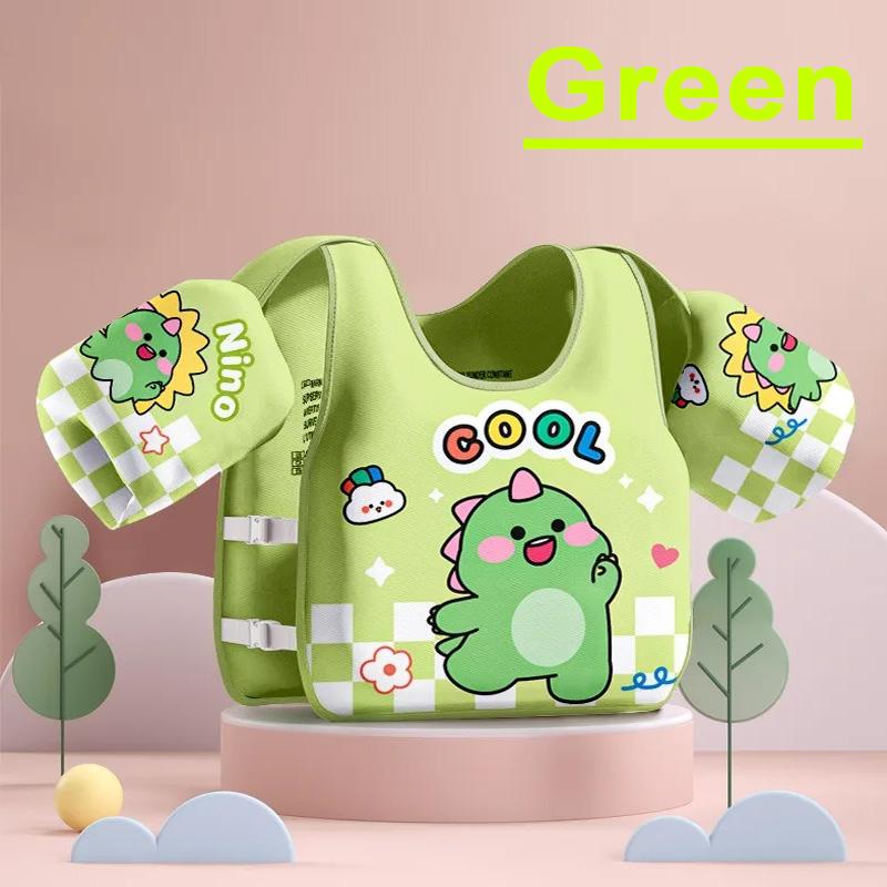 

Дитячий купальник для дівчаток хлопчиків Ненадувний дитячий плавальний засіб Рукавички для плавання Плавучий жилет Дитяче плавальне спорядження Нарукавники зелений