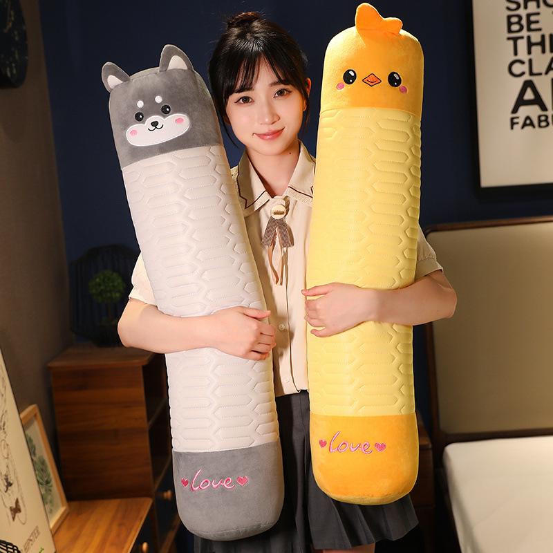 Cartoon Tier Hase Husky Langes Wurfkissen Plüschtier Dinosaurier Puppe Mädchen Schlafen Beruhigende Stoffpuppe