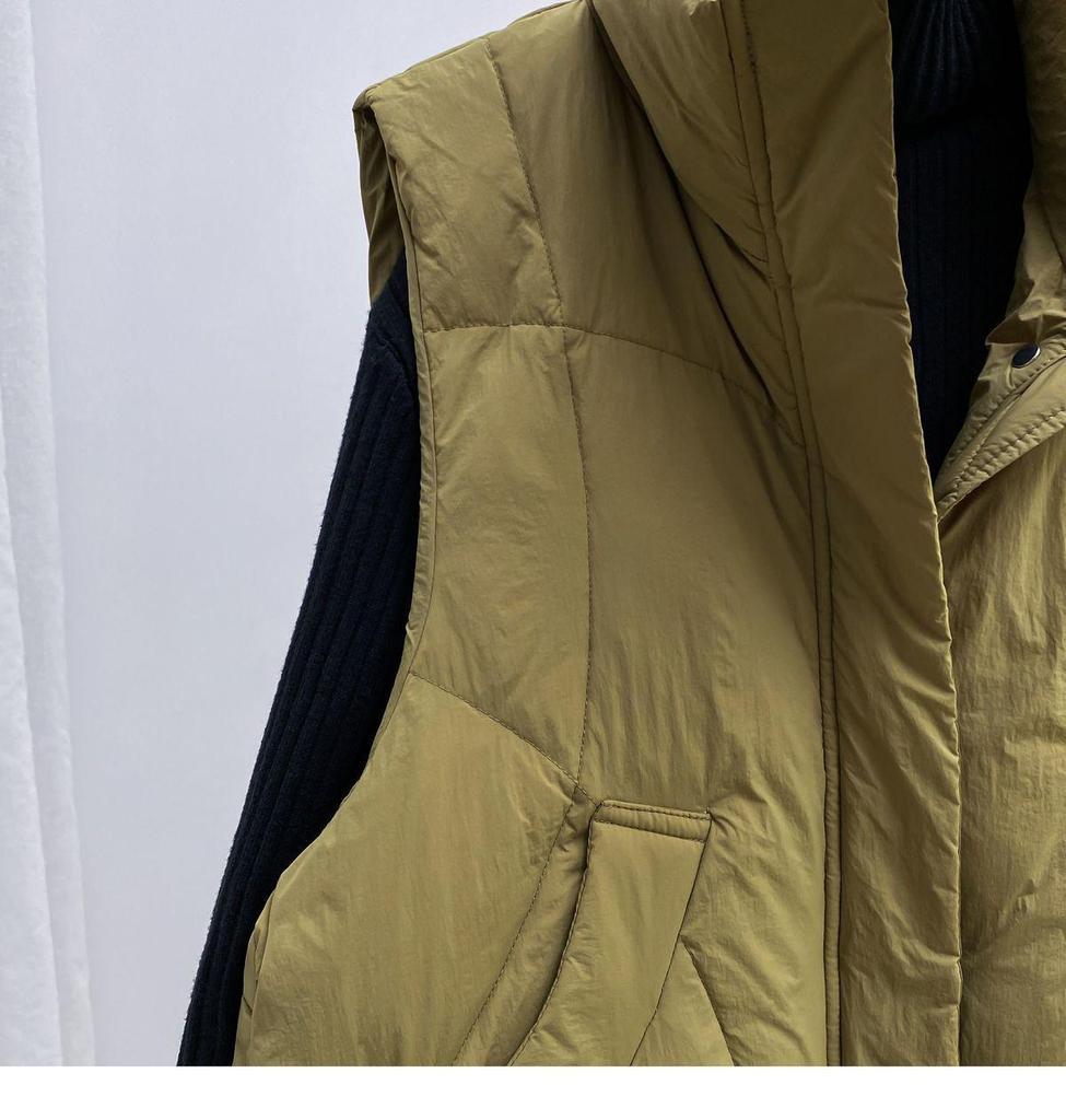 Jachetă Femei Mărimi Mari Lungime Medie Fără Mâneci - Vestă Groasă Călduroasă din Bumbac cu Puf pentru Toamnă/Iarnă