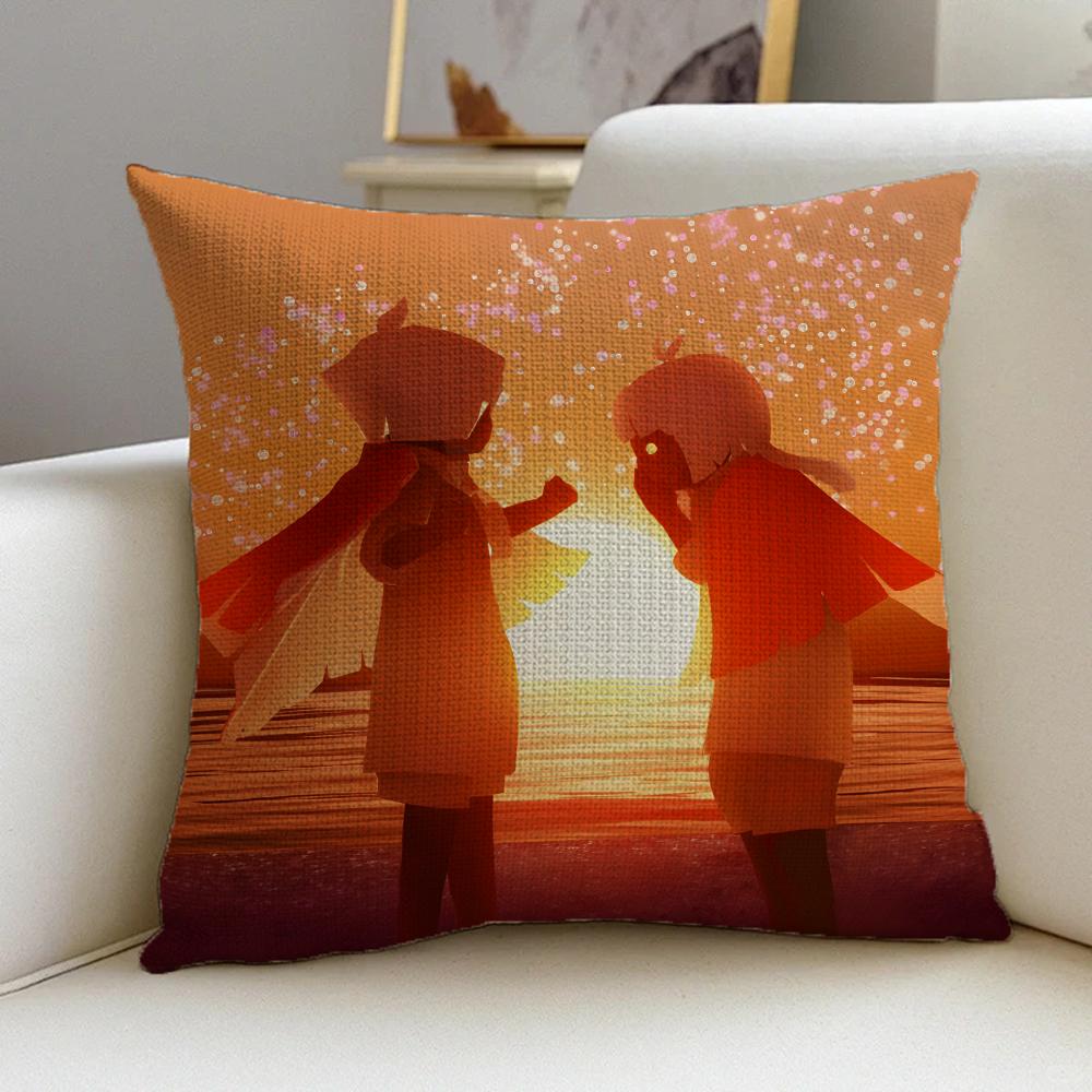 Cushion Cover Cushion Cover Pillowcase, Anti-Mite Invisible Zipper, Linen Sofa Cushion S-Sky C-Children Of The L-Light
