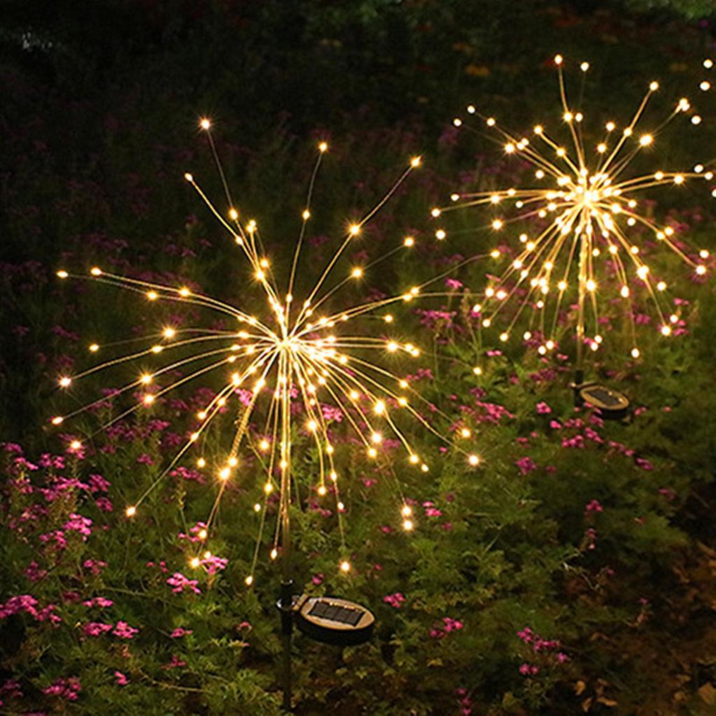 Solar LED Fireworks String Lights - Copper Wire Lights for Christmas, Festival, Courtyard, and Lawn Decor.