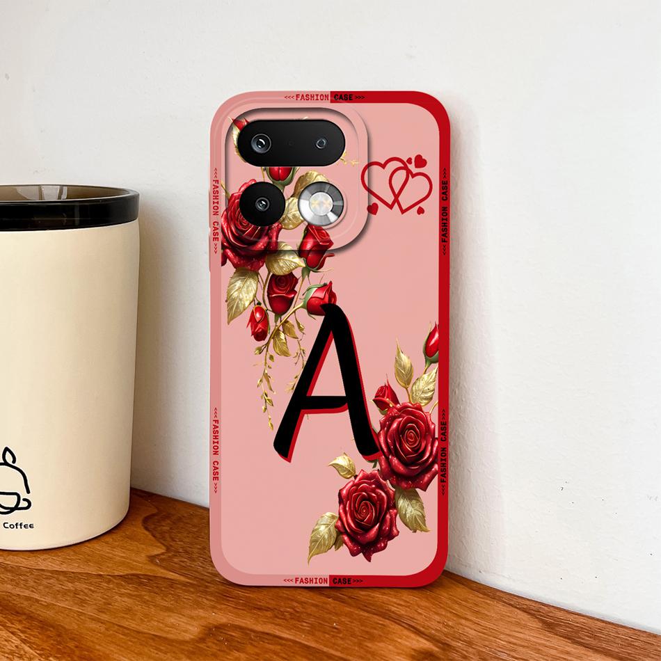 Phone Case For Realme 16 Pro Plus 5G Pretty Rose Letter Lightweight Funda For Realme 16Pro+ Anti Drop Soft Liquid Silicone Shell