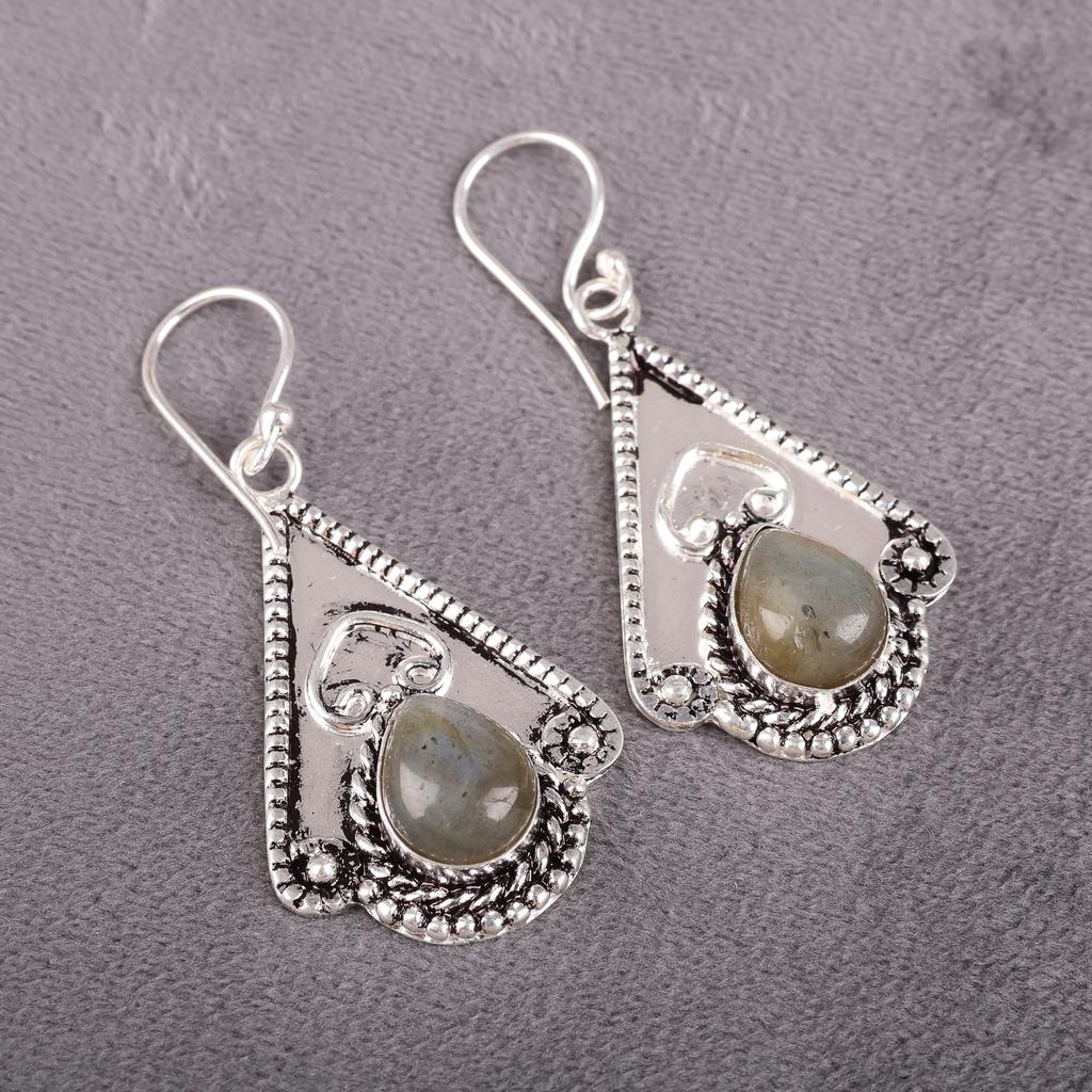 Labradorit 925 Sterling Silber Ohrringe, handgefertigte Edelstein Ohrringe Schmuck, Geschenke für Frau Brandneue Ohrringe