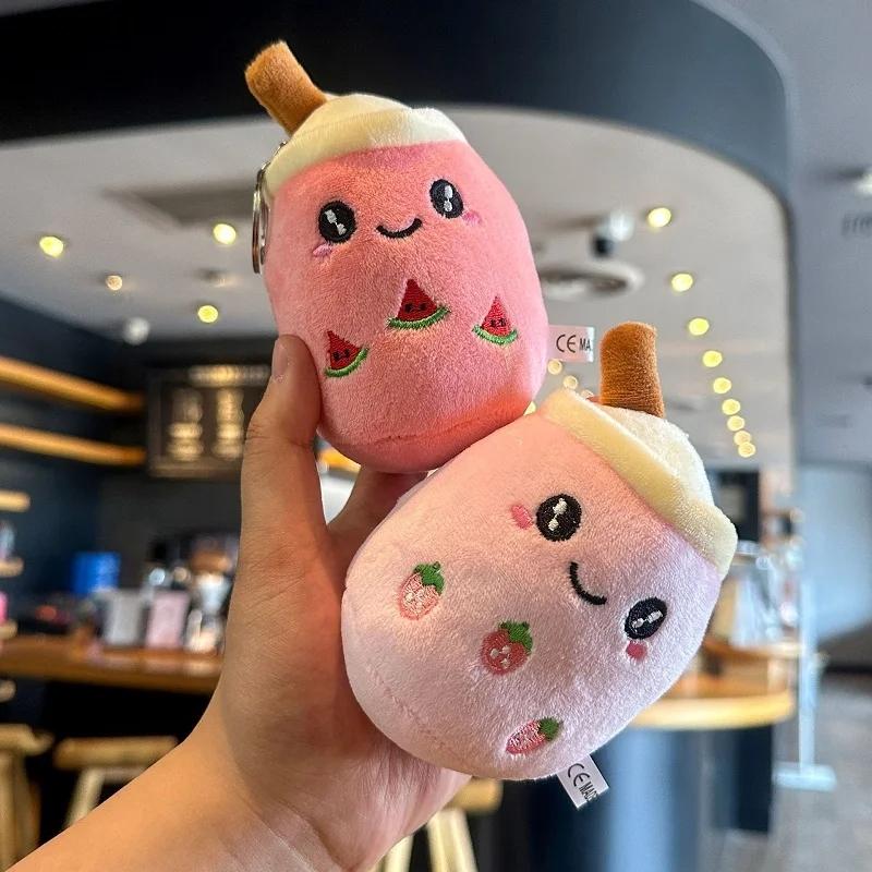 12cm Cute Milk Tea Cup Plush Toys Soft Stuffed Plushies Toys Kawaii Hanging Boba Key Chain Backpack Pendant Toys Gifts for Kids