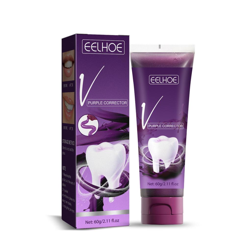 V34 Toothpaste Purple Color Corrector Toothpaste For Teeth White Brightening Tooth Care Toothpaste Reduce Yellowing 30ml
