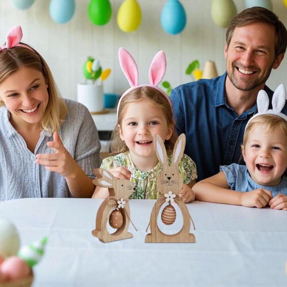 Cute Design Wooden Bunny Wooden Material Easter Standing Rabbit  Party Decorations