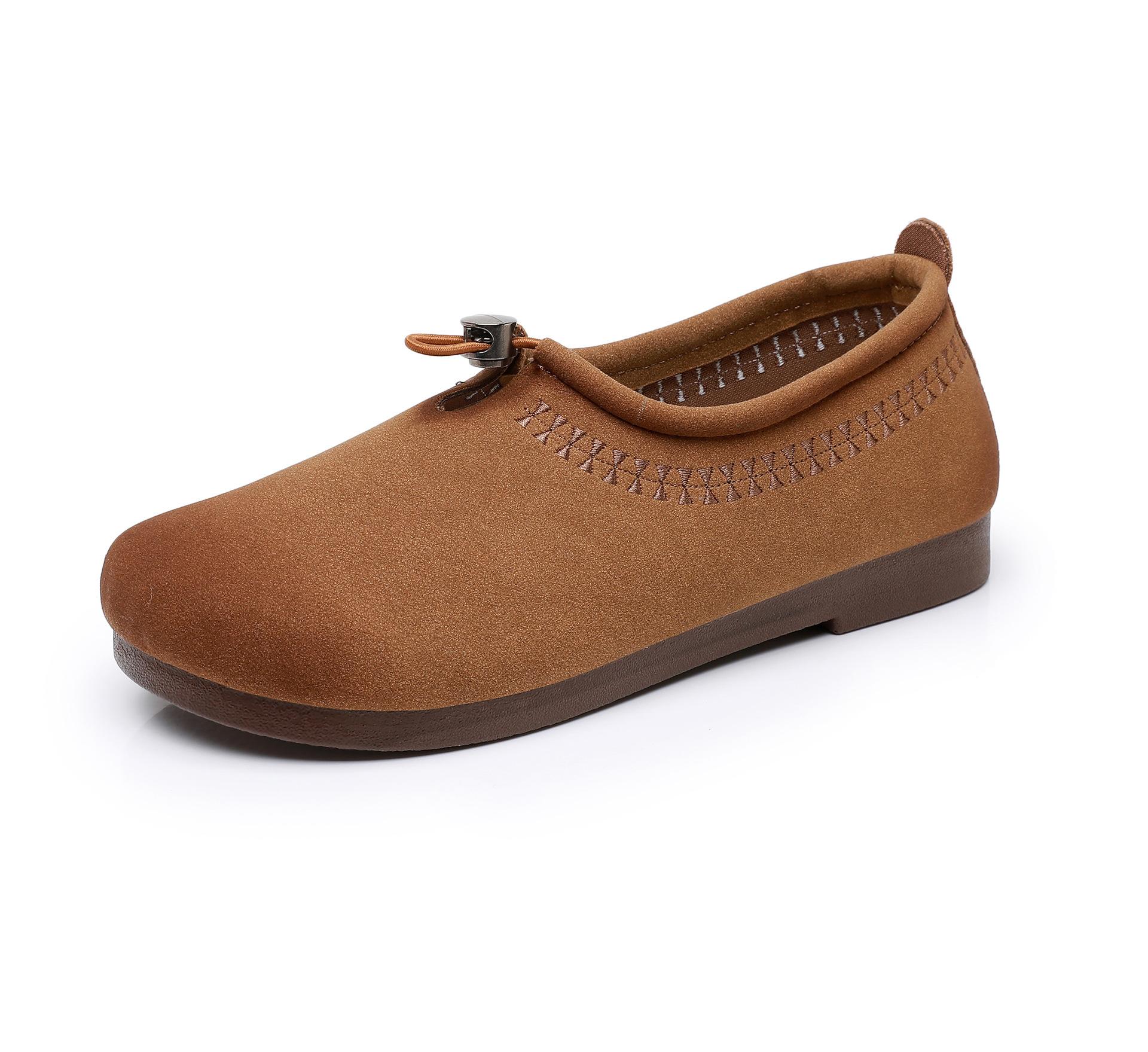 

Туфли женские 2025 весна новые круглый носок ретро слипоны нескользящие и износостойкие ленивые туфли универсальные модные одинарные туфли женские 41 верблюд