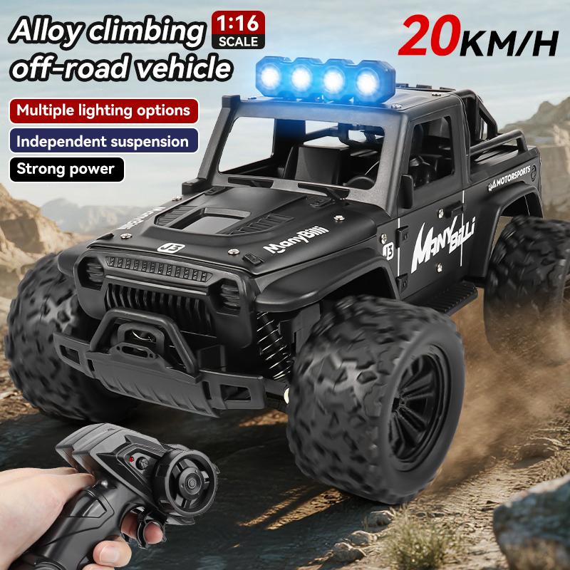 Alloy NEW JEEP Racing 1:16 Scale With LED Lights High Speed Road Climbing Drifting 2.4G Remote Control Toys For Kid Outdoor Gift