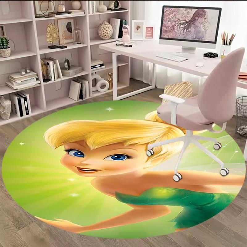 1pc T-Tinkerbell Carpet, Round Rug, Comfortable, Suitable for Entryways, Living Rooms, Office, And Bedrooms, Christmas Decoration
