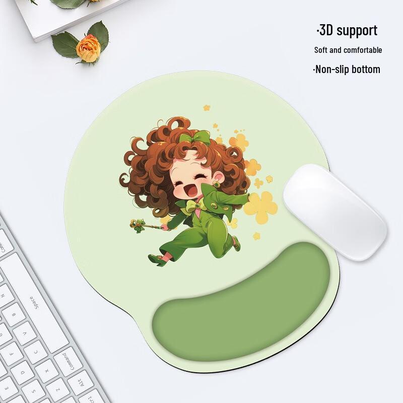 Fu Maid Cartoon Green Silicone Wrist Rest Mouse Pad (2-Pack)