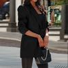 Kvinnor Business Casual Button Lapel Work Jackor Öppen Front Långärmad Fall Outfit