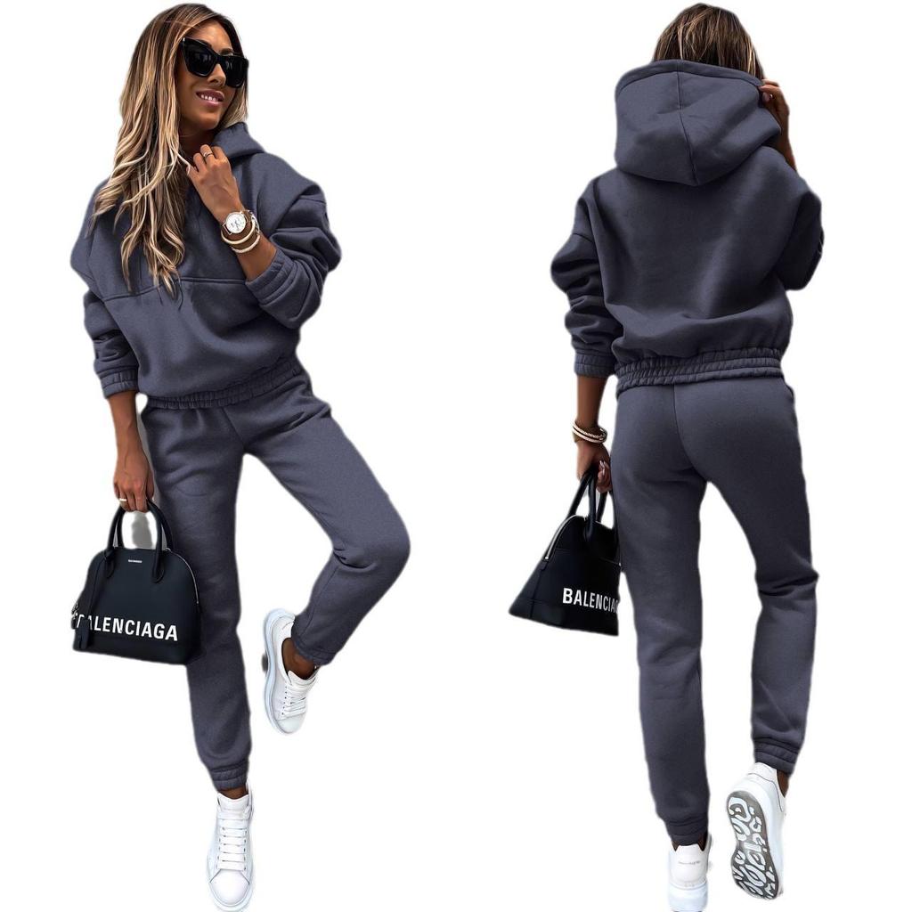 European & American Fashion Long-Sleeve Sports Casual Sweatshirt Set