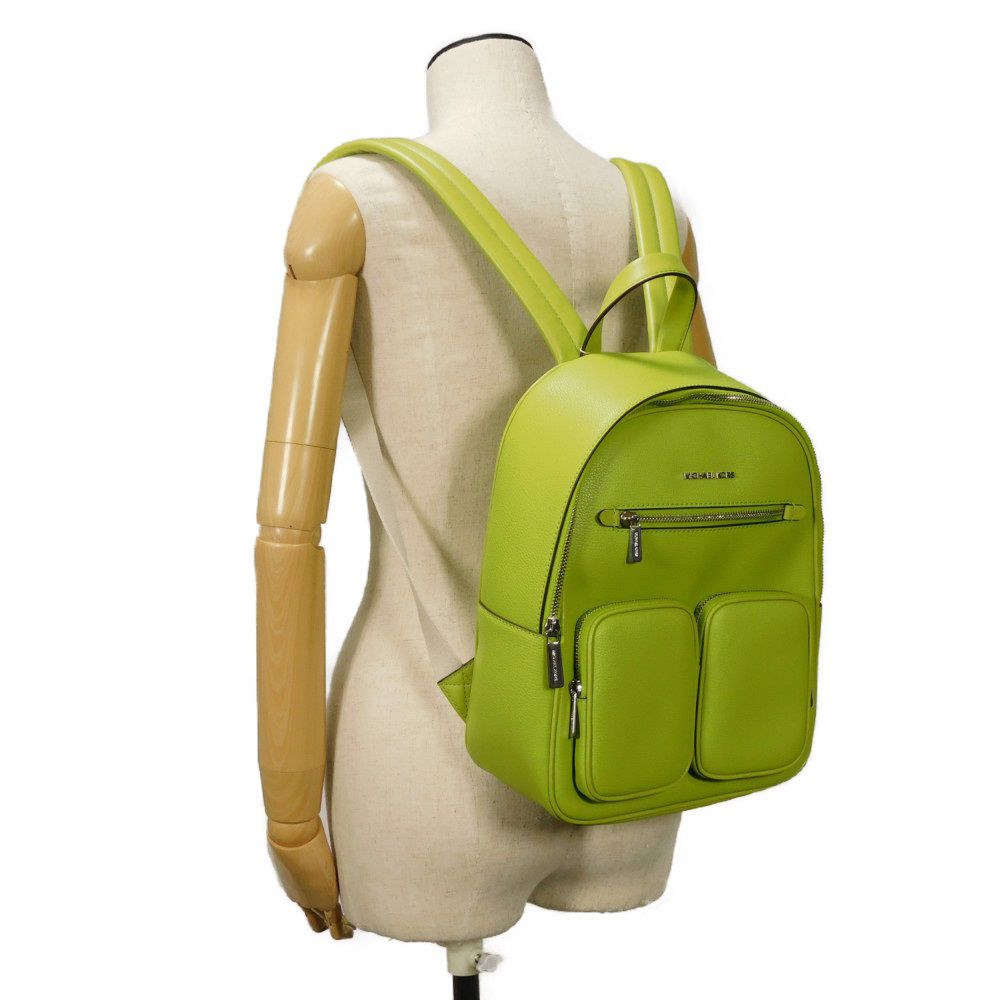 Used Jet Set Medium Pocket Daypack (11974) 35T4STTB2L 7927 Calfskin Unused Logo Lime Women's from Japan AUTHENTIC