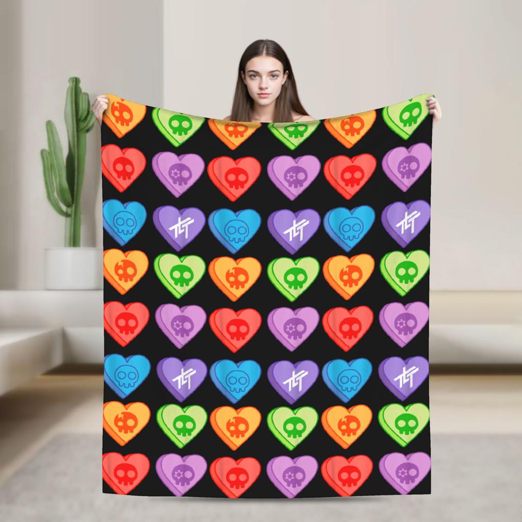 The Living Tombstone Motion Skull Plush Blanket Singer Vintage Throw Blanket for Quilt 125*100cm Warm