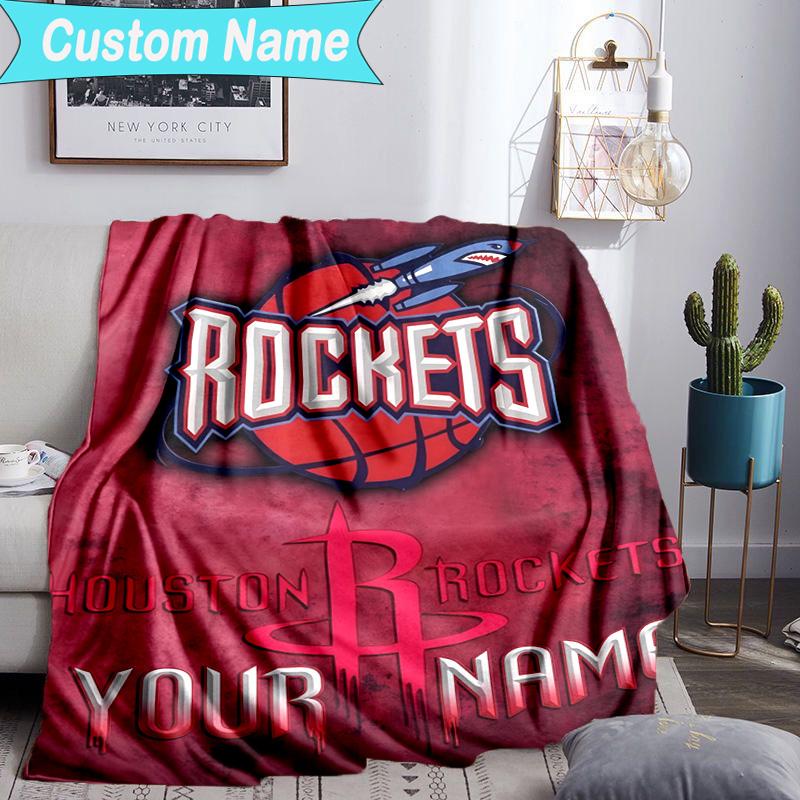 Custom Name Blanket basketball Pride Rockets Blanket Bedding Blanket for Travel, Camping, Living Rooms, Offices, Sofas, Fan Christmas gift