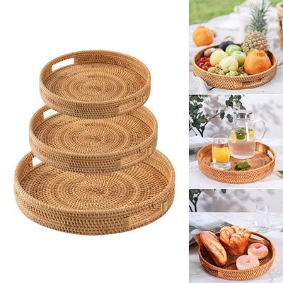 Coffee Room Farmhouse Rattan Woven Tray Hand-Woven Tray Convenient Storage Solution Easy To Clean High-quality Material
