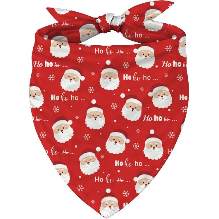 Christmas Dog Bandana, Red Santa Print Pet Scarf, Adjustable Comfortable Triangle Dog Scarf for Christmas Party, Winter Holiday Cute Dogs Costumes
