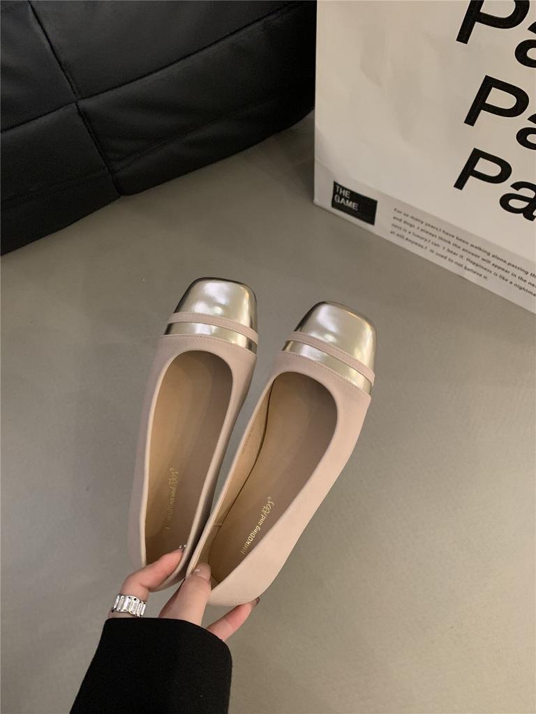 Square Head Color Matching Gentle Wind Shoes Women's New Spring and Autumn Light Mouth Skirt