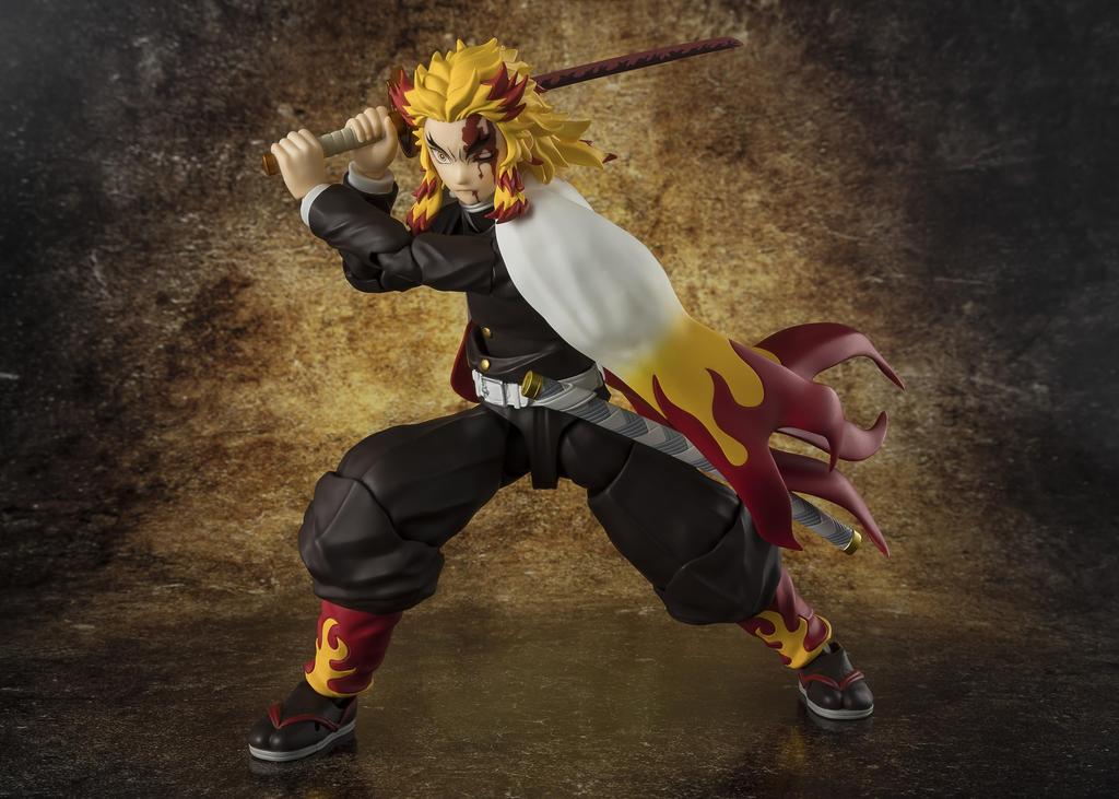 TAMASHII NATIONS Demon Kimetsu No Yaiba Rengoku Approximately PVC ABS Painted Action Figure S.H.Figuarts Slayer Kyojuro, 150mm, &
