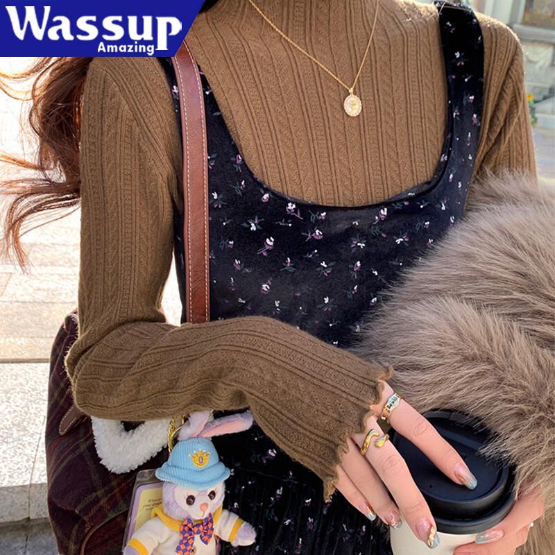 WASSUP Casual Mock Neck Knitted Sweater