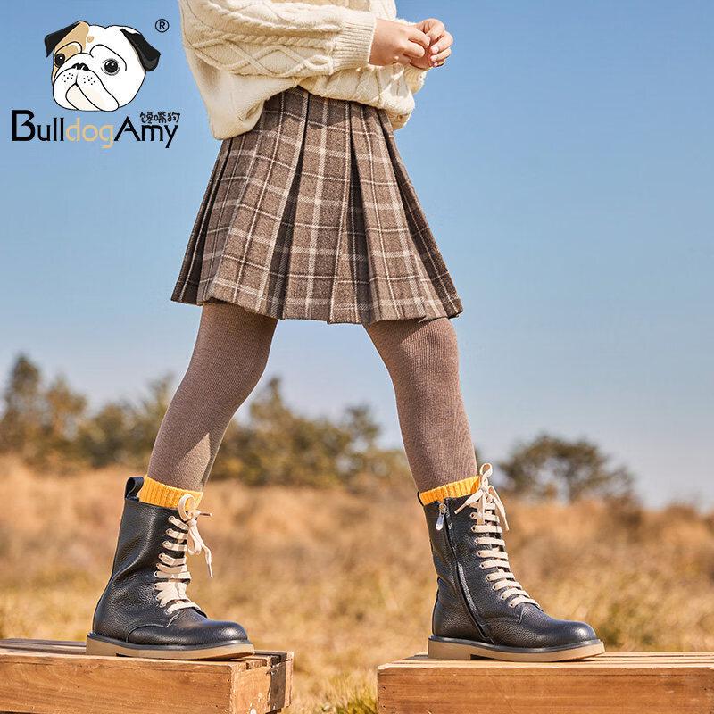 CHANZUIGOU Girls' Retro Plaid Wool Blend Pleated Skirt